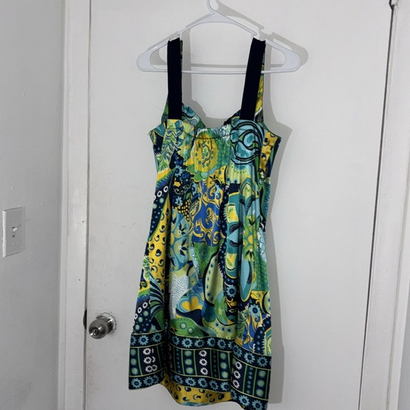 Zara Blue Green Sleeveless V-Neck Sundress - Picture 5 of 5